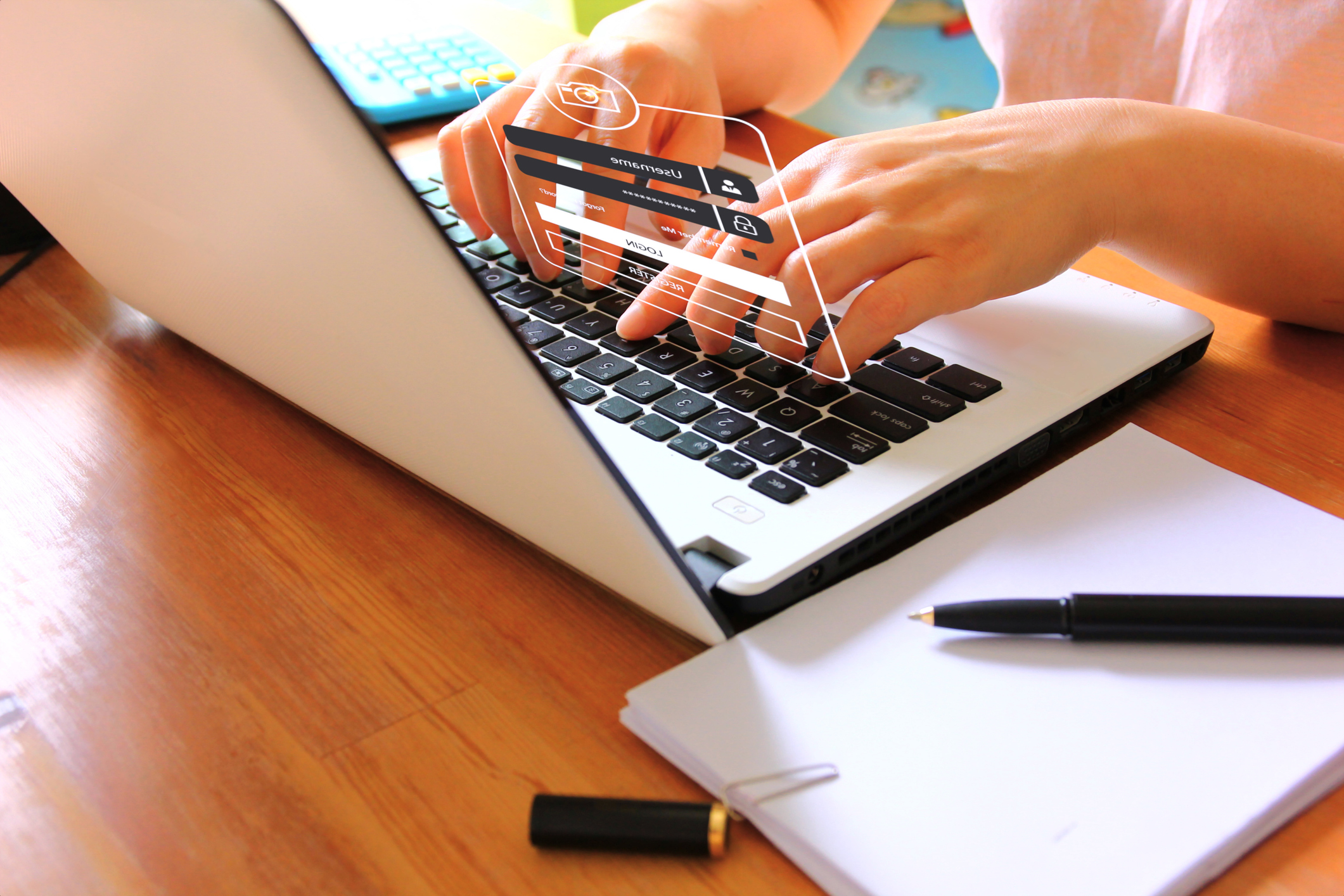 Logging in to app on laptop