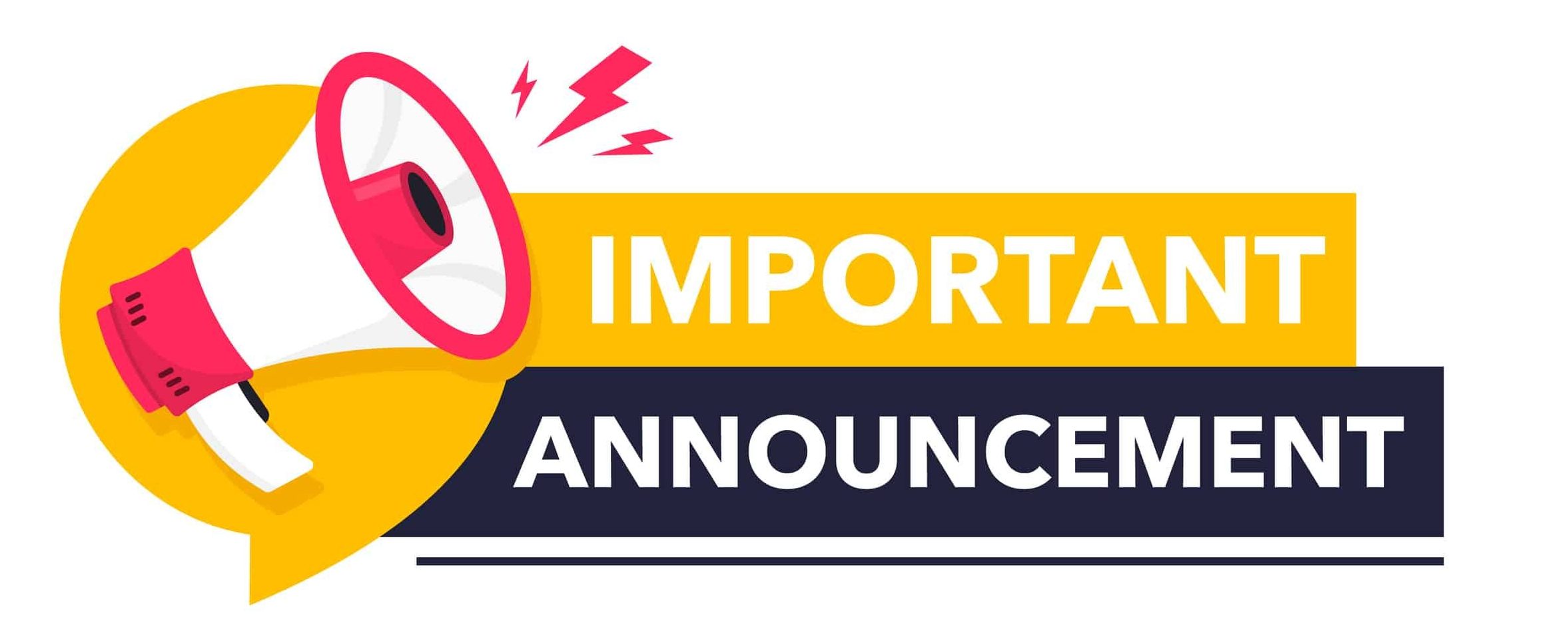 Important Announcement. Warning Megaphone Tag. Banner for business, marketing and advertising. Megaphone with an important speech. Speaker. Vector illustration