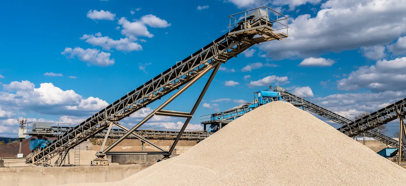 sand piles at industrial cement plant