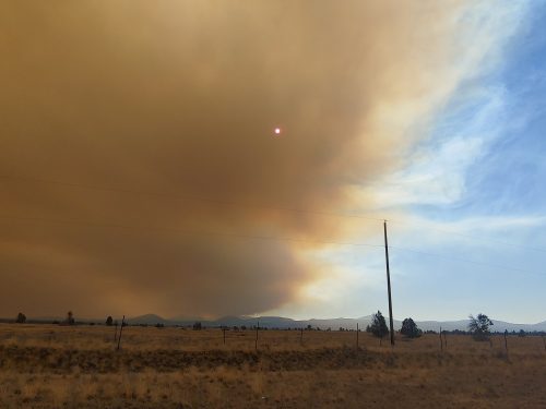 Edge of wildfire smoke outside of Warm Springs